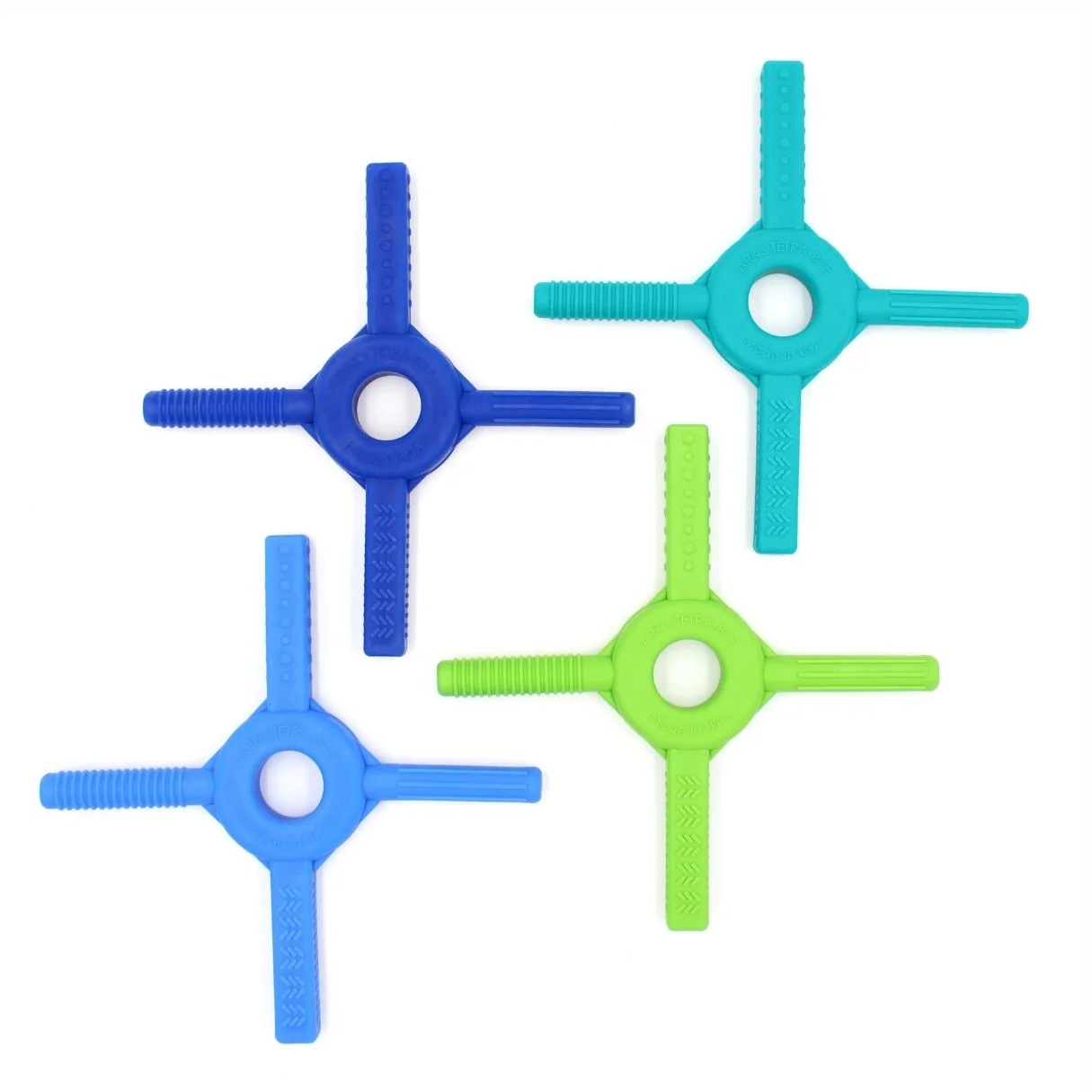 ARK Tetra-Bite® – X-shaped silicone chew tool with four textured ends, ideal for chewing, self-regulation, and oral motor stimulation