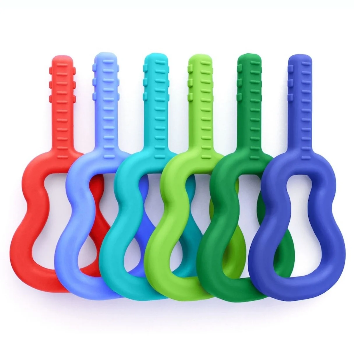 ARK Guitar Chew – medical-grade elastomer, BPA/PVC/phthalate/lead/latex-free, dishwasher-safe