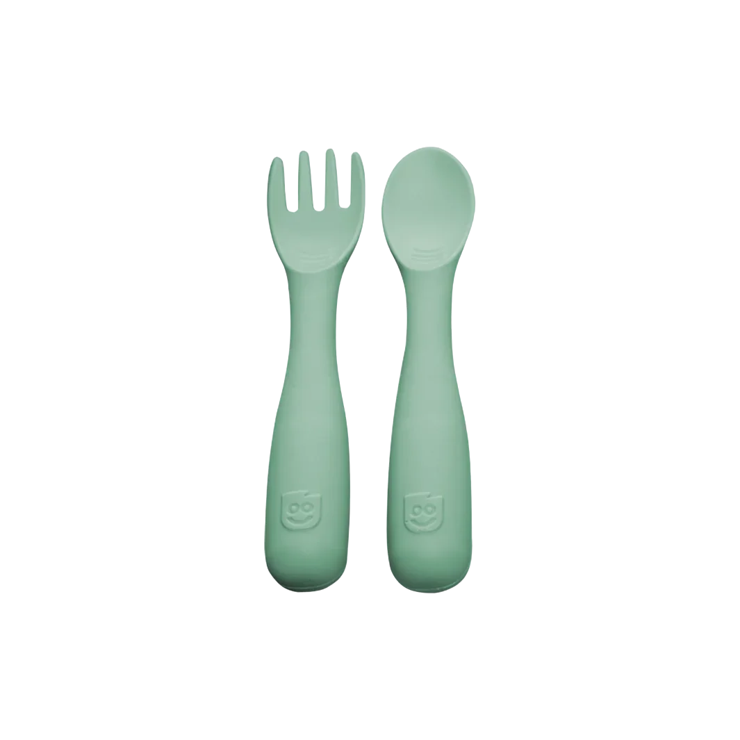 Bitsy™ Spoon and Fork with ergonomic handles designed for toddler self-feeding