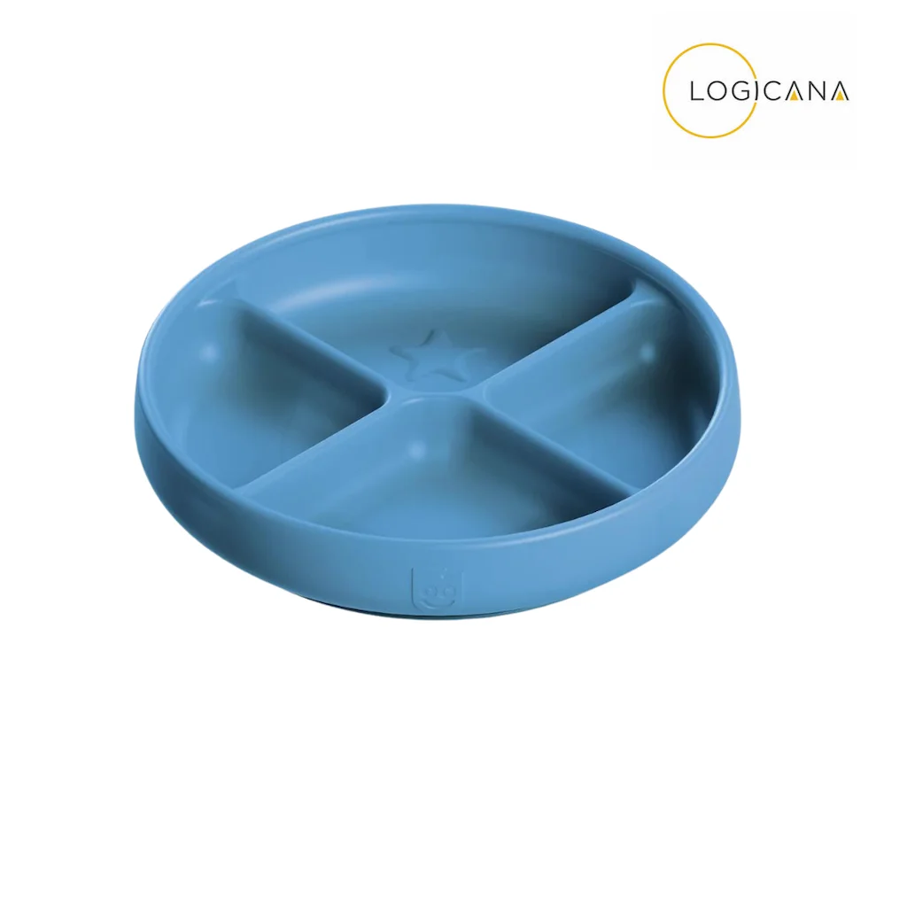 Logicana-TalkTools® Itsy™Plate-self feeding-silicone plate-silicone plate babys-equential eating-suctioned base-selective eaters-curved walls scooping