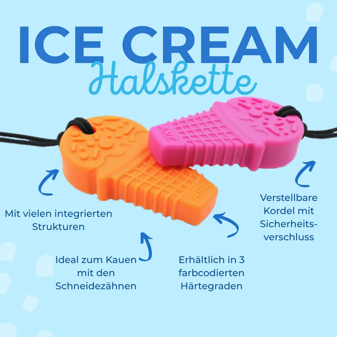 ARK Ice Cream Halskette xxt hart Kaukette Autismus Nägel beißen Fingernägel kauen Onychophagie Nägelkauen abgewöhnen Greifling Fidgets