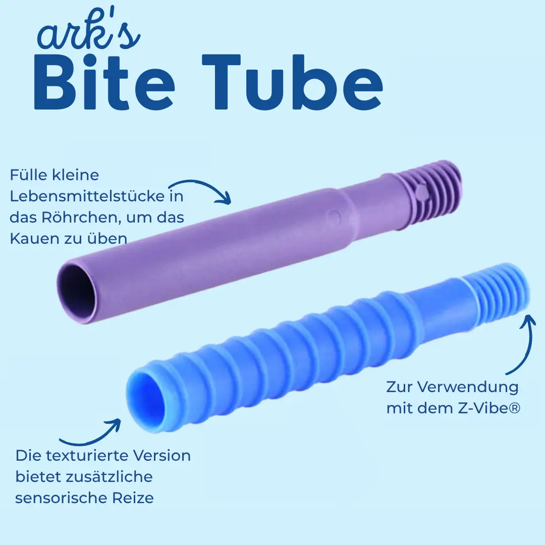 ARK Kauschlauch Aufsatz – trainiert Kieferkraft, motorische Planung und Stabilität bei Kautherapie, Grafik in Deutsch