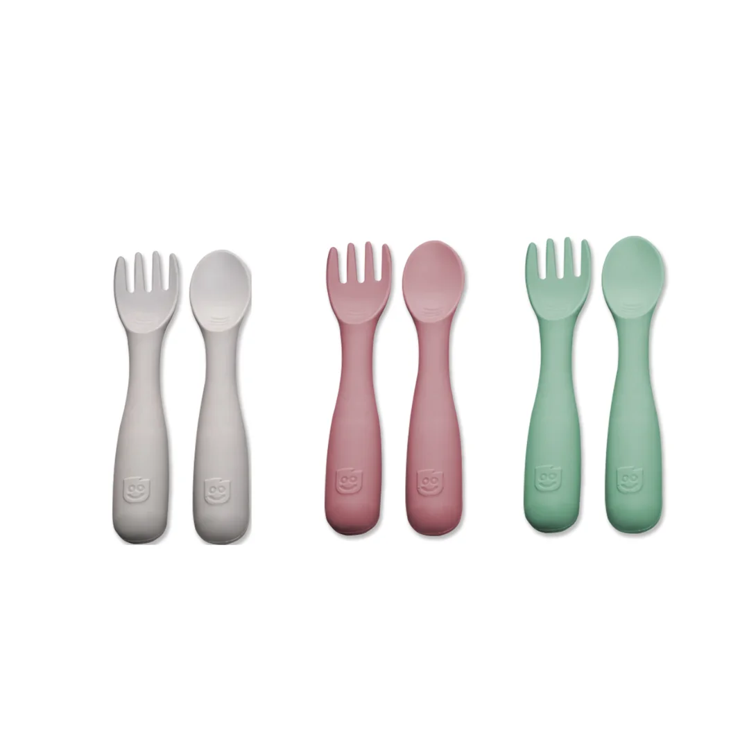 Logicana-Bitsy™ Spoon and Spork – Ergonomic Toddler Feeding Utensils Bitsy™ Spoon and Fork with ergonomic handles designed for toddler self-feeding