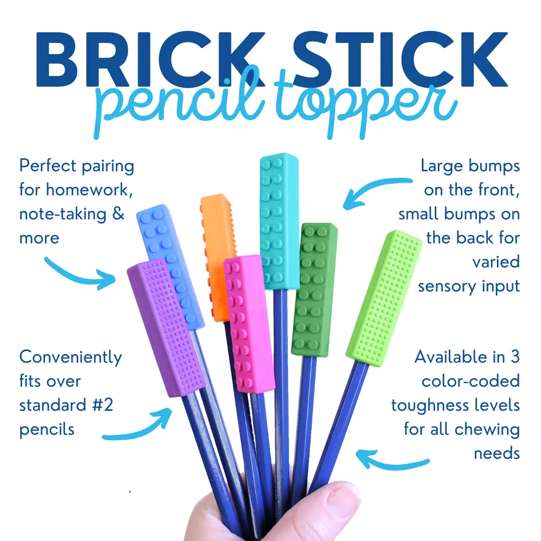 ARK Brick Stick pencil topper – solid chew end with large and small bumps for tactile feedback