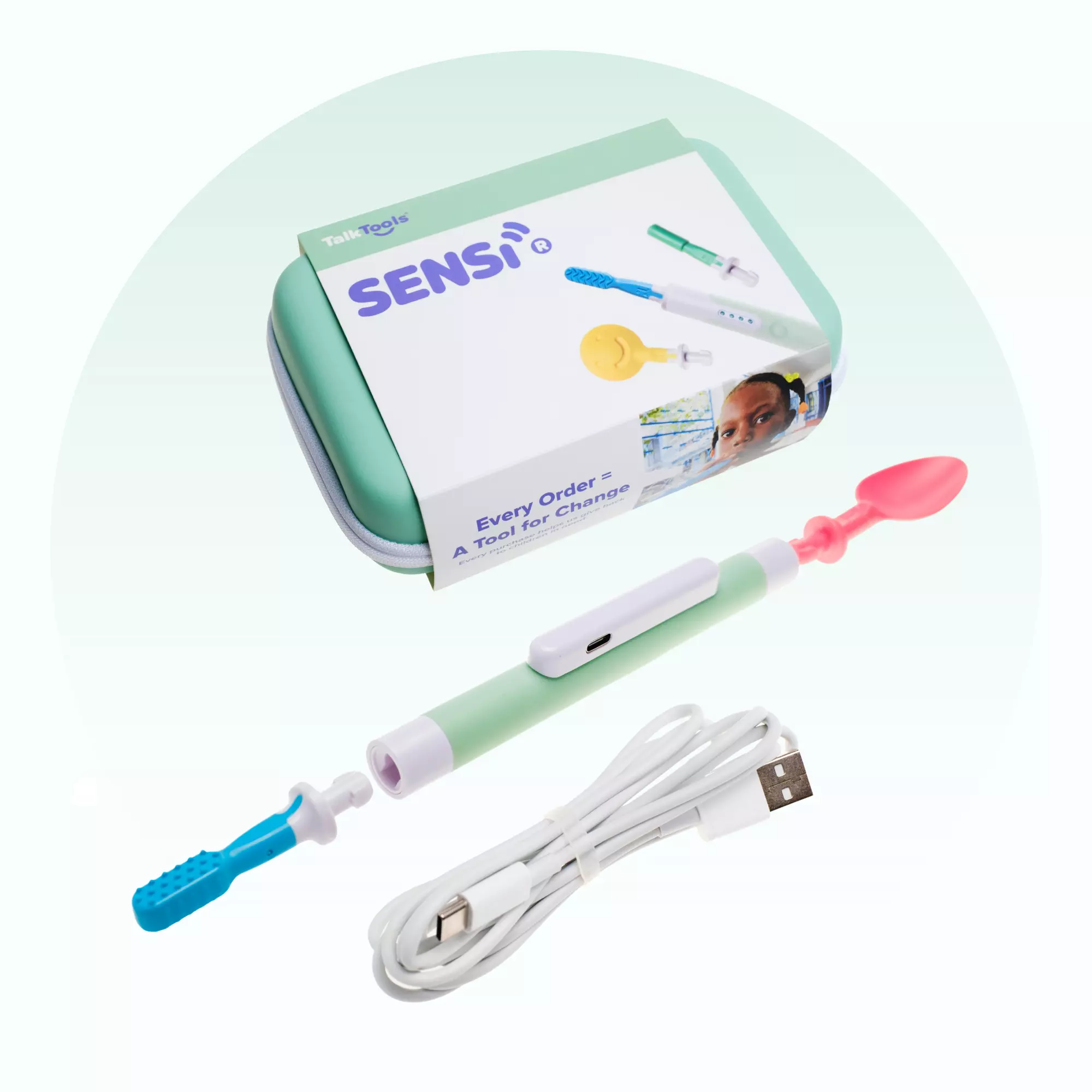 TalkTools Sensi oral motor Therapie Set mit Vibrationsgerät und Aufsätzen im Etui – Logicana