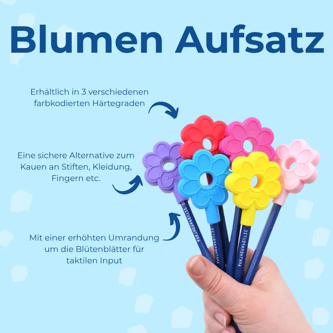 ARK Blumen Bleistift Kau Aufsatz XXT hart – Frontansicht feste Variante fuer intensives, kraeftiges Kauen