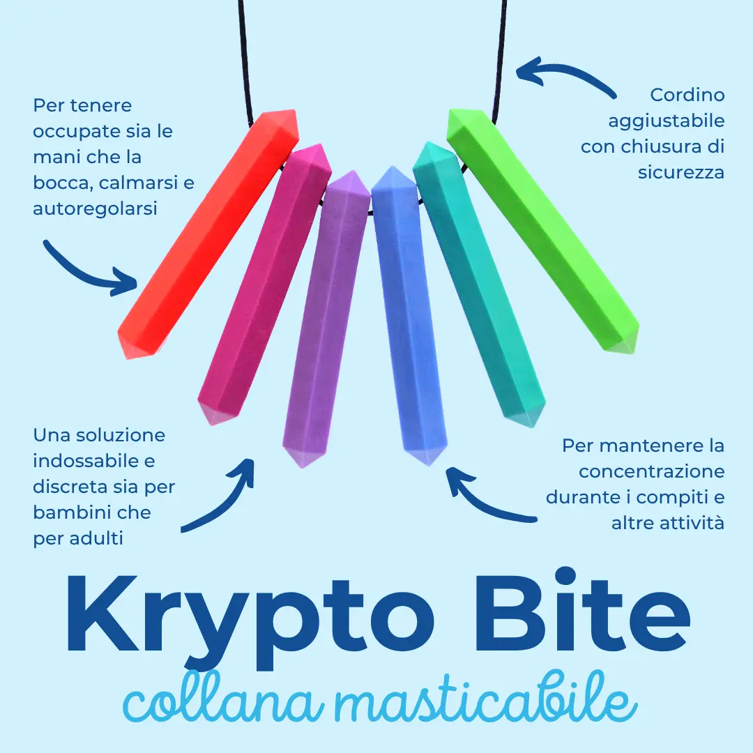 ARK Krypto Bite Kauhalskette getragen von Teenager diskrete Kaukette Schule Studium Stressabbau Naegelkauen abgewoehnen