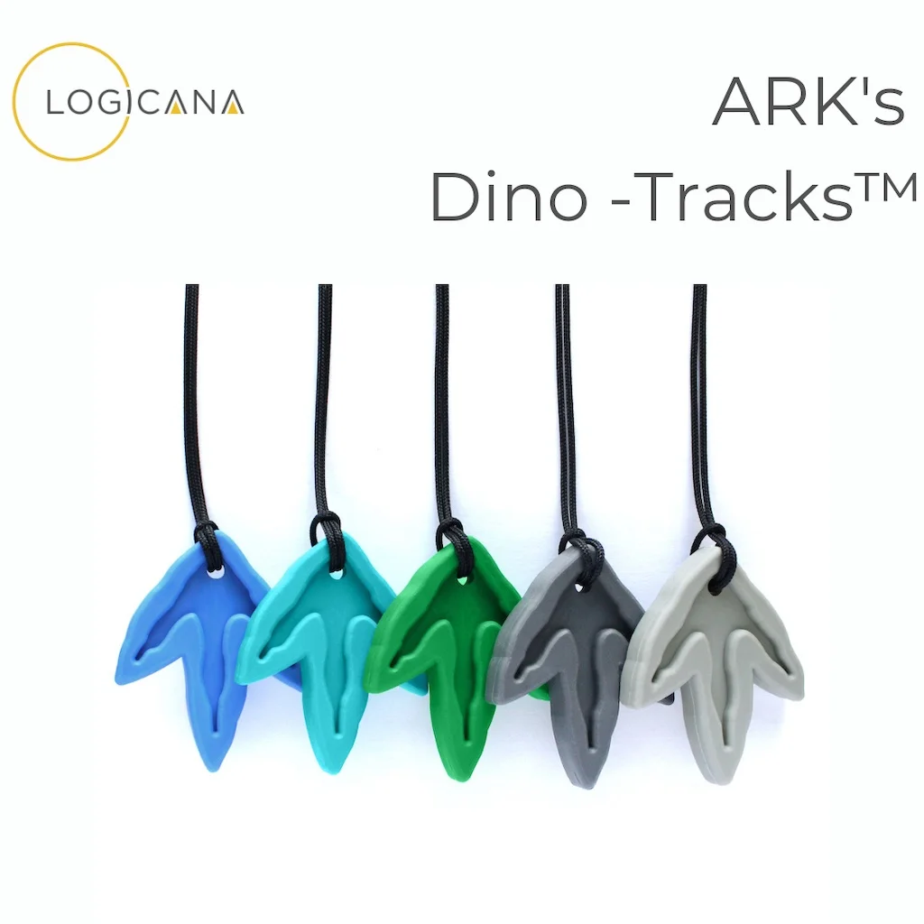 Logicana-ARK Dino Tracks™-Kaukette-Beißring-beißring silikon-kaukette kinder-kaukette adhs