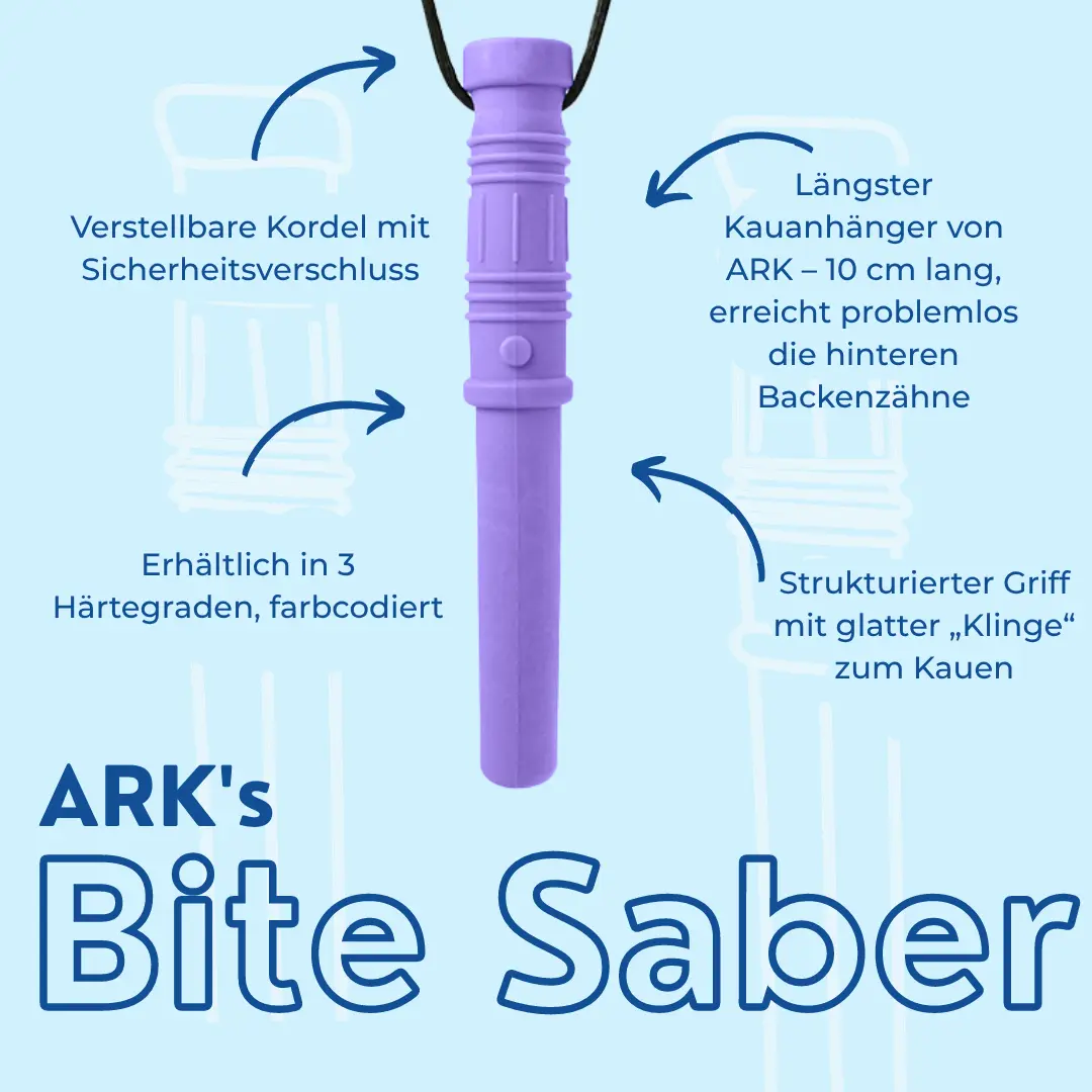ARK Bite Saber Halskette laengerer zylinder reicht bis backenzaehne propriozeption kiefertraining zahnspange kompatibel