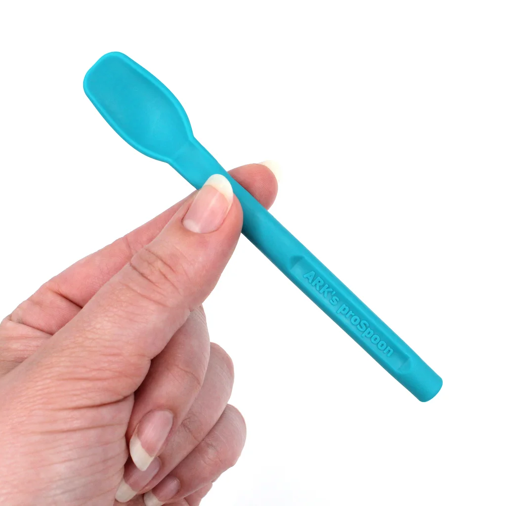ARK proSpoon textured large side view length about 15 point 3 cm handle 1 cm diameter for reduced fine motor skills