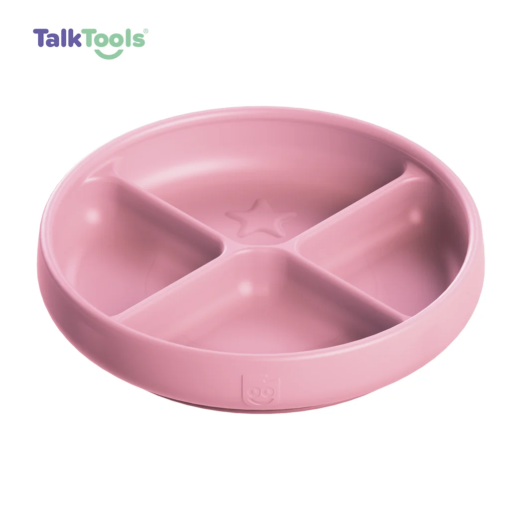 Logicana-TalkTools® Itsy™Plate-self feeding-silicone plate-silicone plate babys-equential eating-suctioned base-selective eaters-curved walls scooping