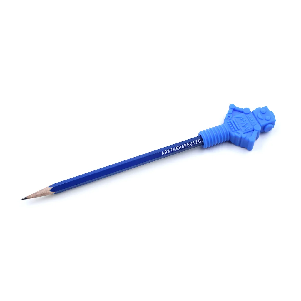 ARK RoboChew pencil topper – side view deep ridges and bumps for tactile input