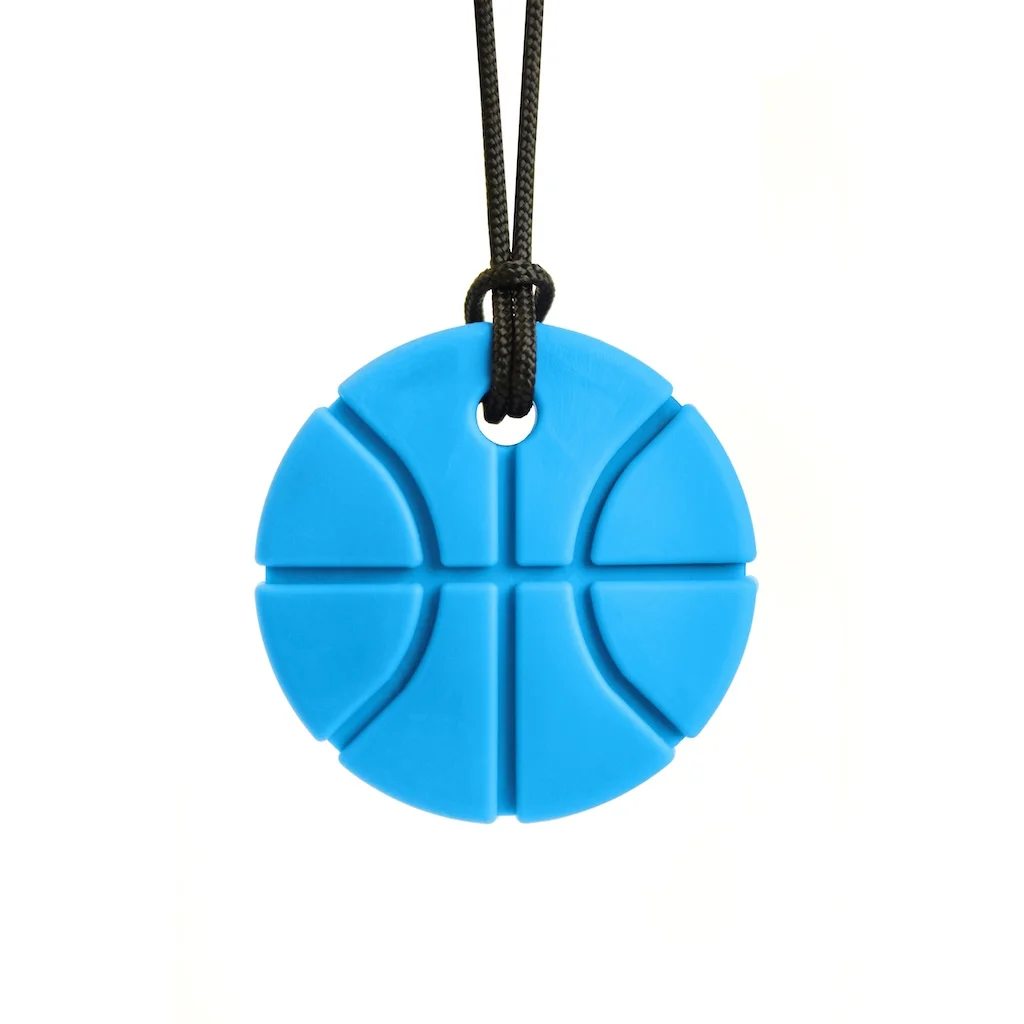 ARK Basketball Chew Necklace in bright Blue – sensory chew pendant, BPA-free and CE-certified