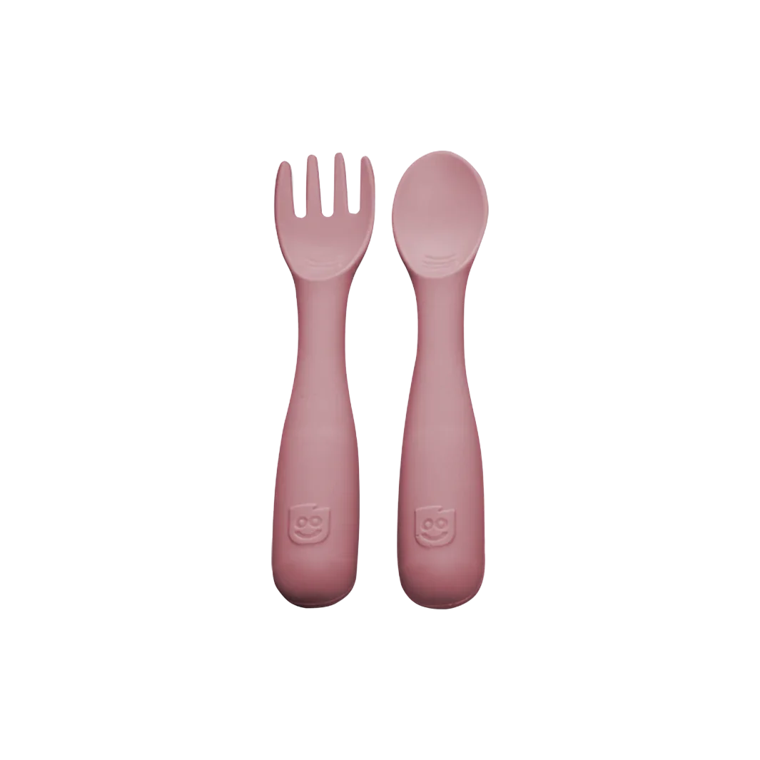 Bitsy™ Spoon and Fork with ergonomic handles designed for toddler self-feeding