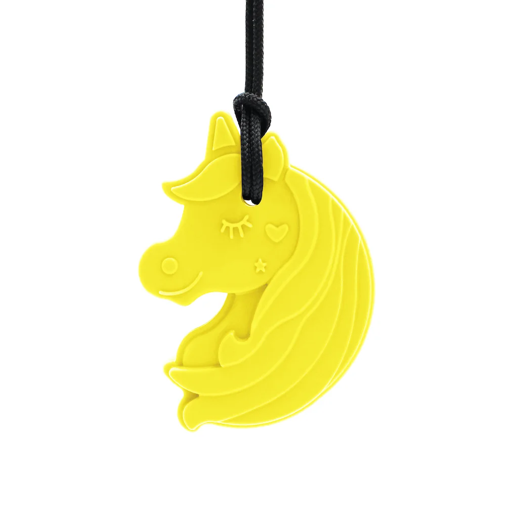 ARK unicorn chew necklace mint green XT medium front view unicorn pendant for moderate chewing and self regulation
