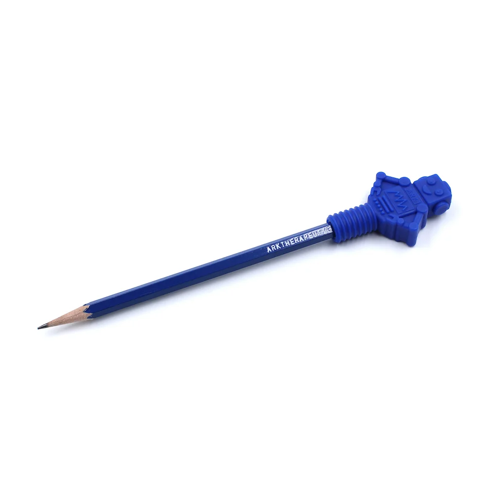 ARK RoboChew pencil topper – close-up hollow end that fits standard pens/pencils
