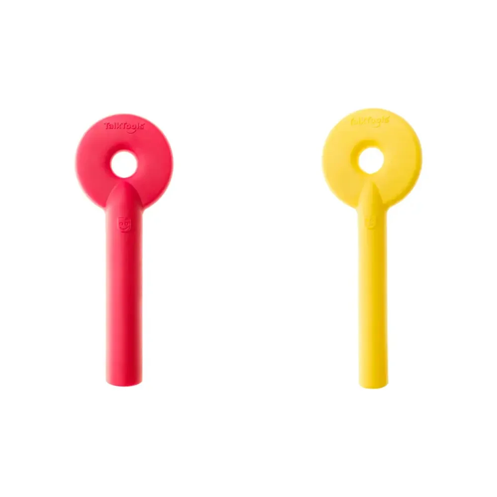 TalkTools® Bite Tube in yellow and red for jaw stability and bite strength training