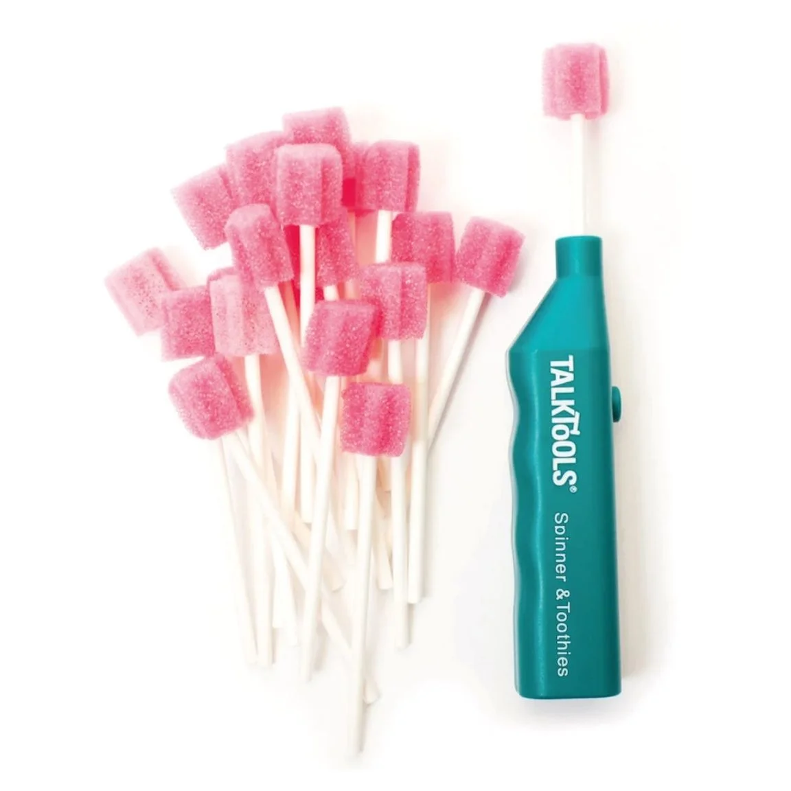 Logicana – TalkTools® Spinner™ und Toothies™ – Gesamtansicht des Kombi-Sets TalkTools® Spinner™ und Toothies™ – Set zur oralen Stimulation und Mundpflege