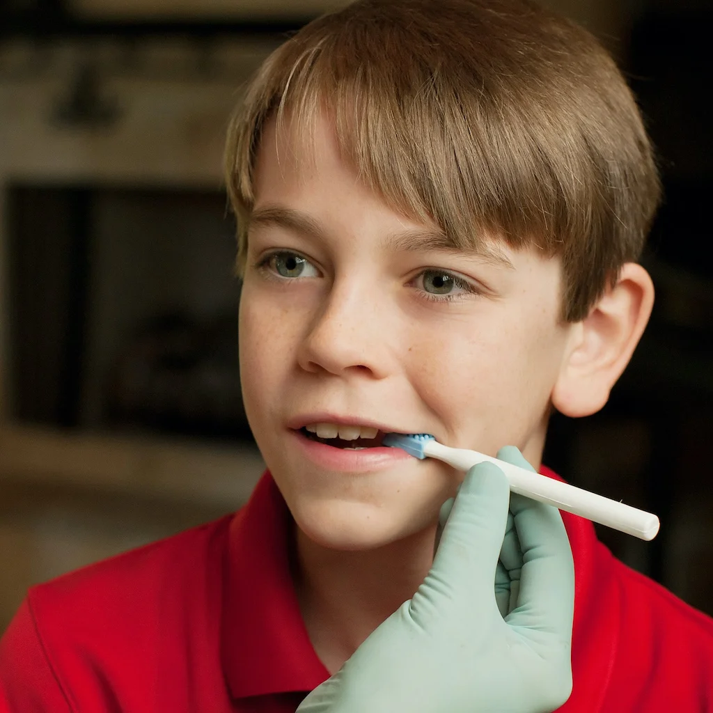 Logicana-Junge bei der Behandlung mit ARK Probe Untersucherstift