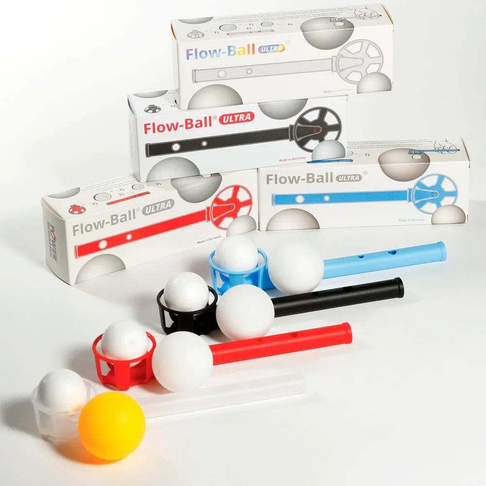 Flow-Ball ULTRA® breathing trainer with packaging and contents