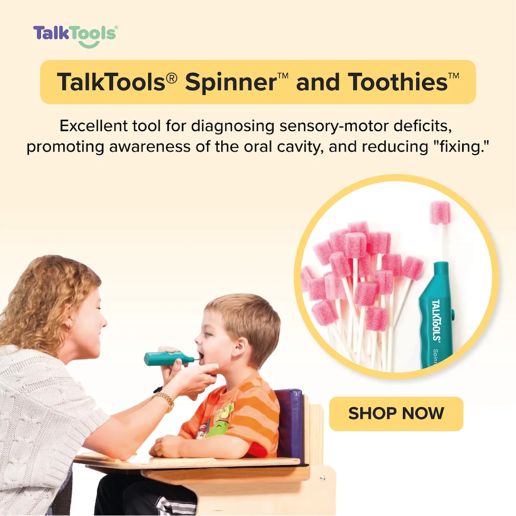 Logicana – TalkTools® Spinner™ und Toothies™ – Gesamtansicht des Kombi-Sets TalkTools® Spinner™ und Toothies™ – Set zur oralen Stimulation und Mundpflege