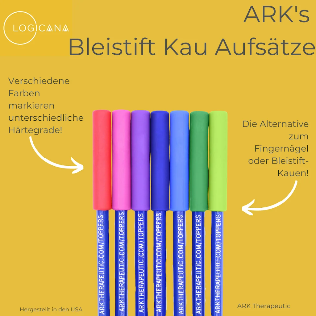 Logicana-Erklärung der ARK Bleistift Kau Aufsätze in verschiedenen Farben