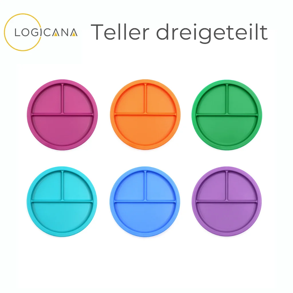 Logicana-Kindergeschirr-Kinderteller-Teller mit Saugnapf-Kindergeschirr Set-kinderteller unterteilt-kinderteller rutschfest