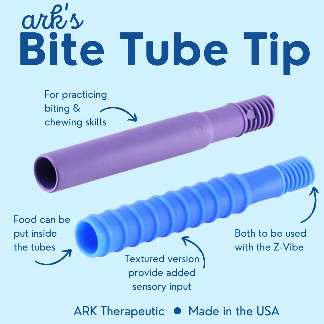 ARK Chewing Tube Tip – for jaw exercises and chewing strength graduation, graphic in english