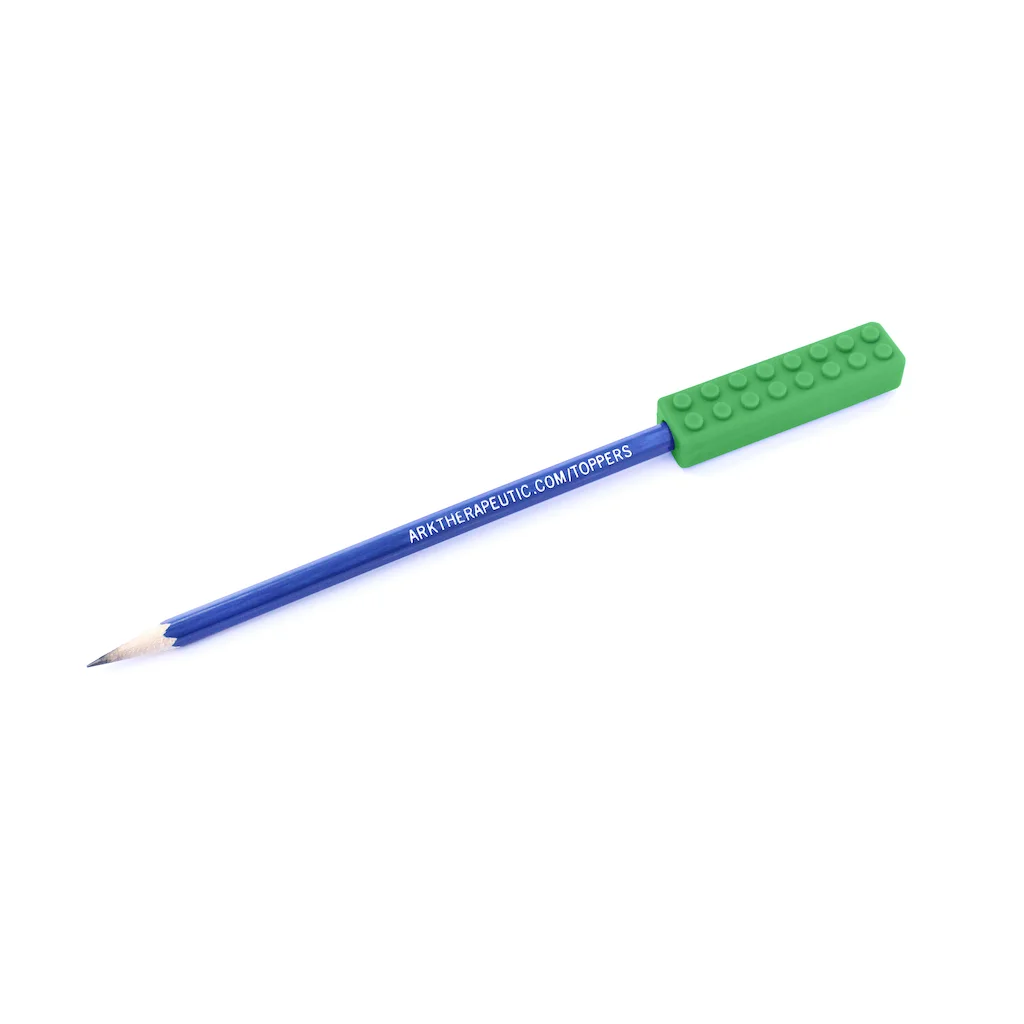 ARK Brick Stick pencil topper – on pencil side view adds weight for better grip ergonomics